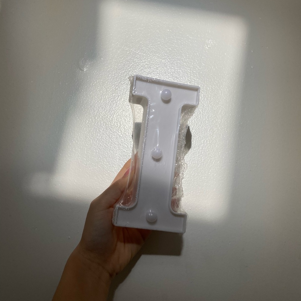 Desk decor light letter i